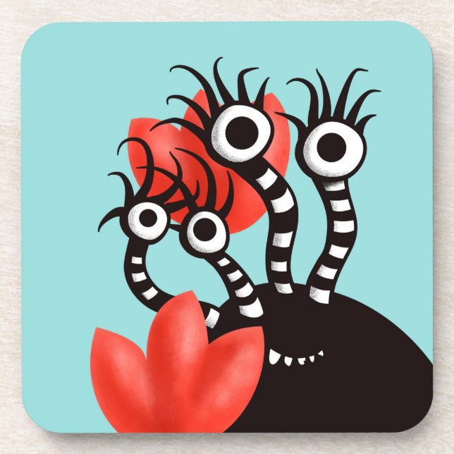 Porta-copo O monstro bonito com quatro olhos abstrai tulipas (Frente)