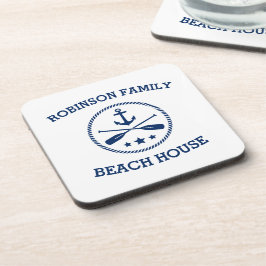 Porta-copo O nome da família da casa de praia Anchor Oars Sta