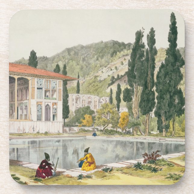 Porta-copo O palácio e os jardins de Ashref, Persia, placa 80 (Frente)