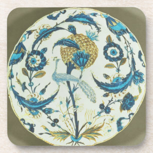 Porta-copo O prato de Iznik pintado com um pavão