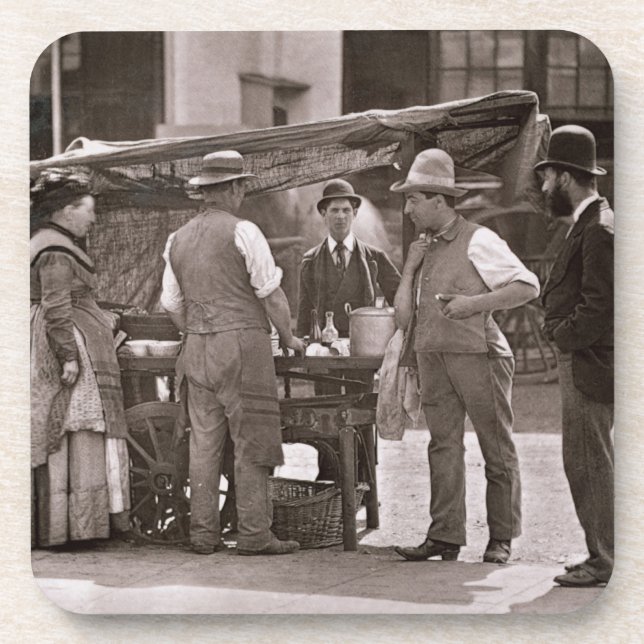 Porta-copo O vendedor do marisco, 'da vida de rua em Lond (Frente)