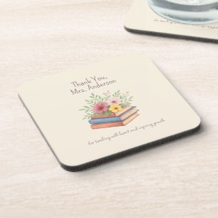 Porta-copo Obrigado Professora - Manuais e Flores de Aquarela