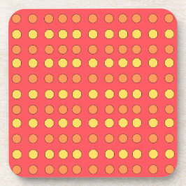 Porta-copo Octógonos Amarelos e Círculos Laranjas em Vermelho