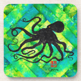 Porta-copo Octopus 6 em azul/verde - Portas copos plásticas d