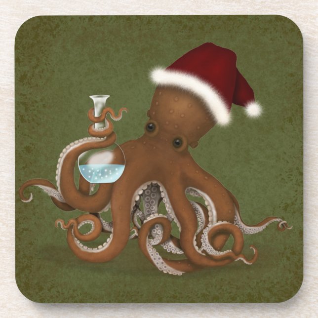Porta-copo Octopus com vidro plano e Natal (Frente)