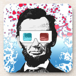 Porta-copo Óculos 3D do Abraham Lincoln Patrióticos Vermelho