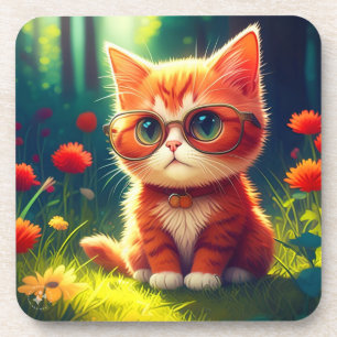 Porta-copo Óculos de Visto de Gatinhos Vermelhos-365478