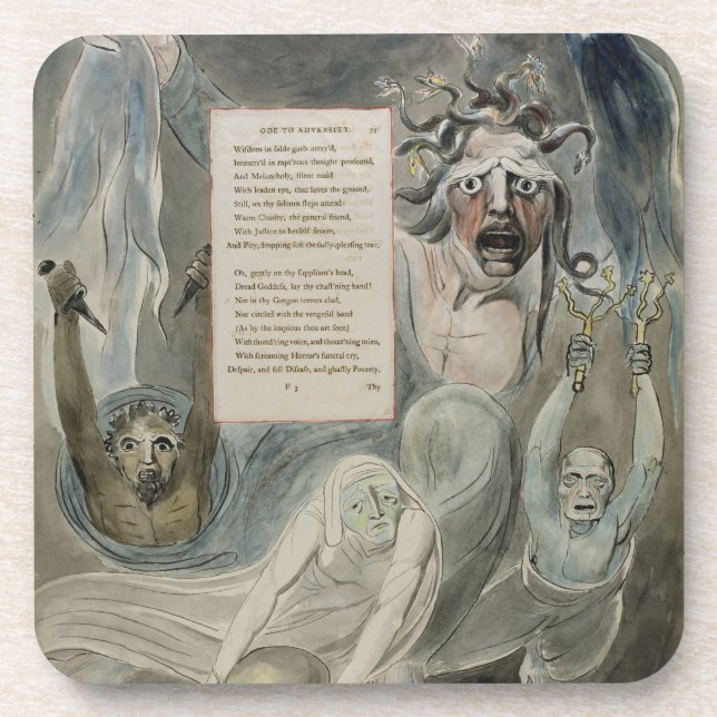 Porta-copo Ode à adversidade, "dos poemas de Thomas Gray", (Frente)