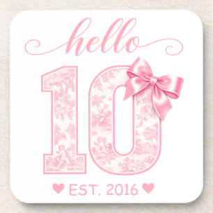 Porta-copo Olá 10 Aniversário   Rosa Olá 10 Ano Personalizado