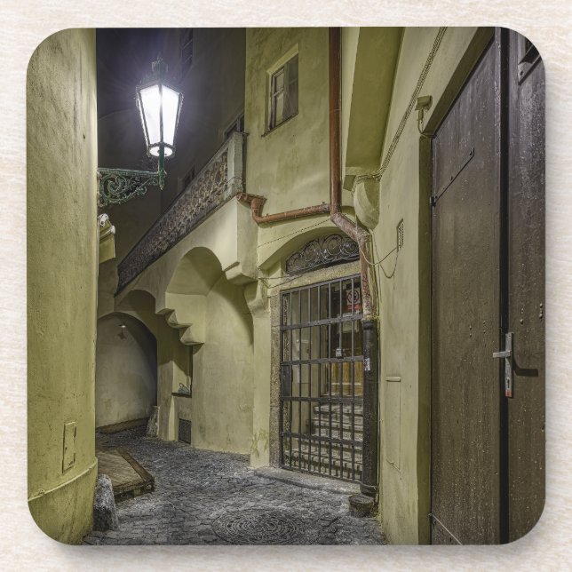 Porta-copo Old Town Street Night Hard Plastic Coaster (Frente)