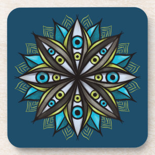 Porta-copo Olhos Estranhos Com Flor Íris Duplo Mandala
