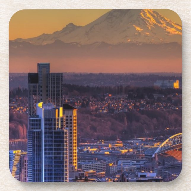 Porta-copo Opinião do centro de Seattle, futebol da (Frente)