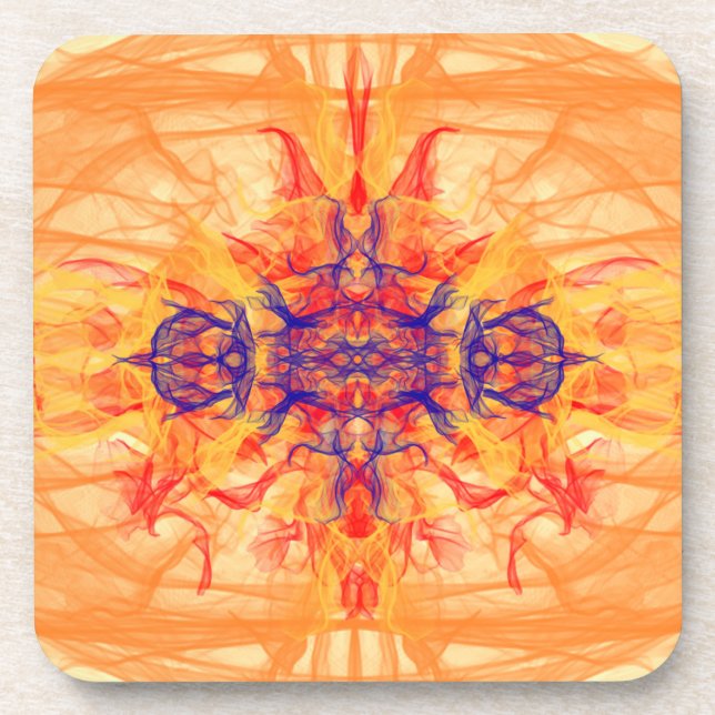 Porta-copo ORANGE SMOKE - Arte Fractal - Coaster De Bebidas (Frente)