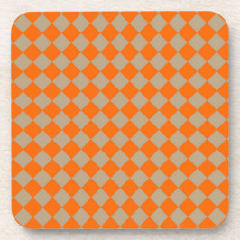 Porta-copo Orange Taupe Checker Diamond Pattern