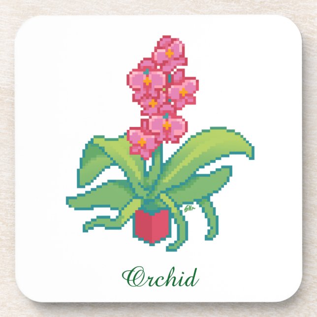 Porta-copo orchid pixelart, Pixel Art  (Frente)