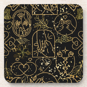 Porta-copo Ornamentos de casamento em preto Dourado BG