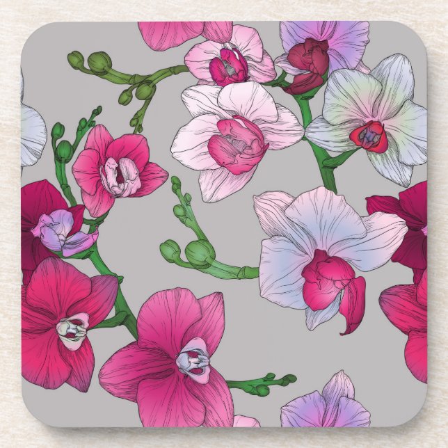 Porta-copo Orquídeas cor-de-rosa na flor (Frente)
