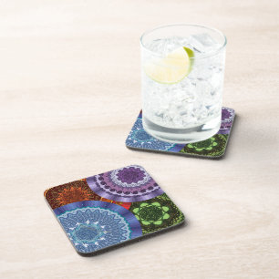 Porta-copo Os Mandalas dos Elementos em forma de Quadrado