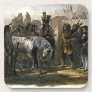 Porta-copo Os viajantes que encontram indianos de Minatarre