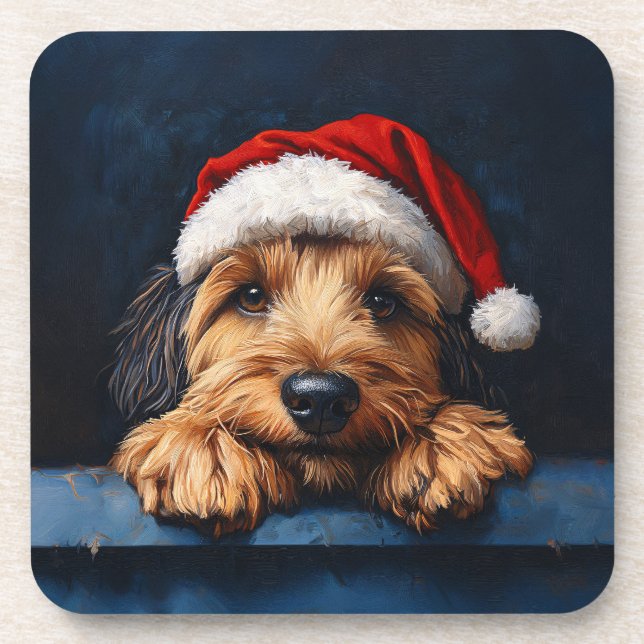 Porta-copo Otterhound Com Um Chapéu De Papai Noel (Frente)