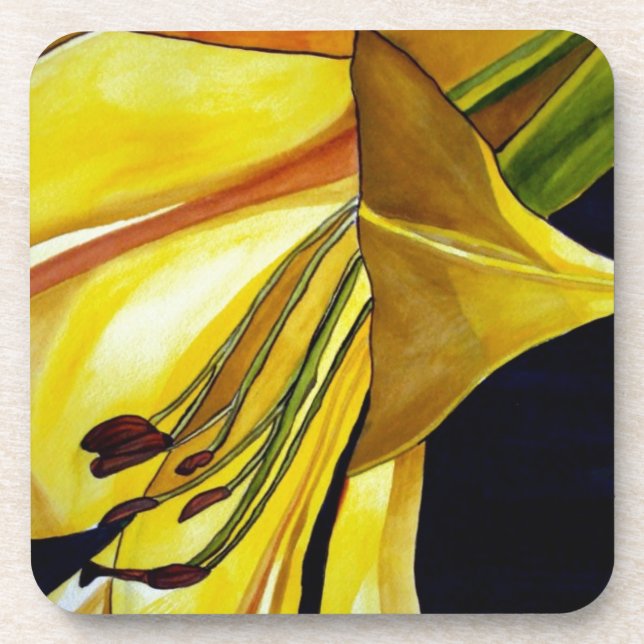 Porta-copo Ouro Amarelo Esplendor Lily Arte original (Frente)