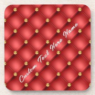 Porta-copo Ouro Diamond Couro Tufado Nome Texto Personalizado