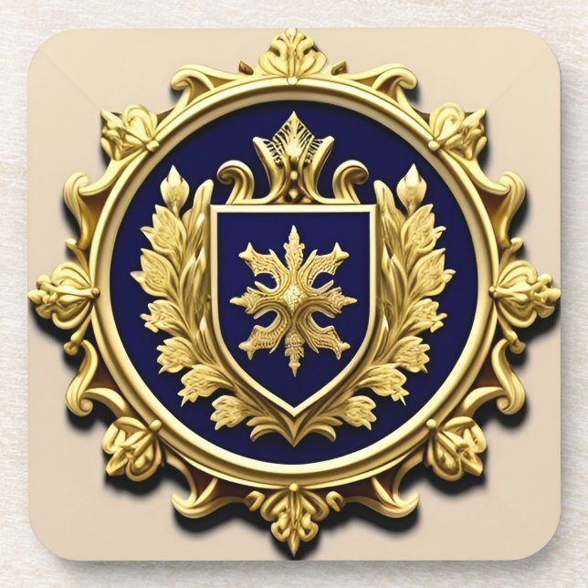 Porta-copo Ouro Elegante Crest Ornamental com Blindagem (Frente)
