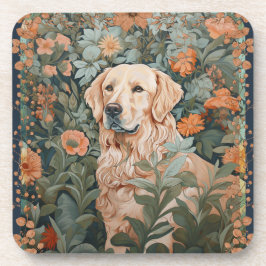 Porta-copo Ouro Retriever no Estilo de William Morris
