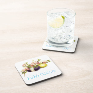 Porta-copo Ovos de Páscoa com flores de cereja e texto grego