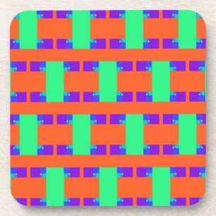 Porta-copo padrão abstrato de arte verde laranja roxa