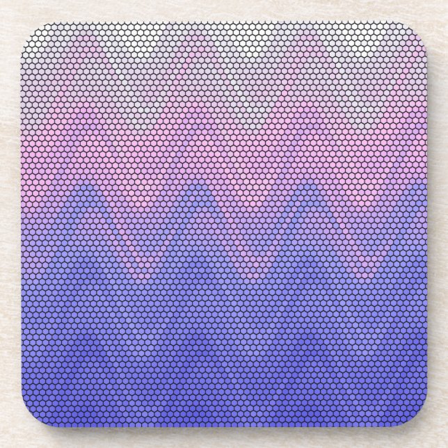 Porta-copo Padrão Abstrato Roxo Rosa Hexágono (Frente)