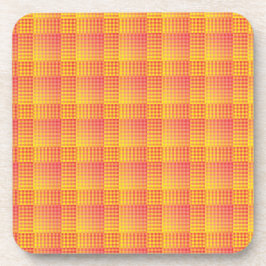 Porta-copo Padrão Abstrato Xadrez Vermelho Amarelo
