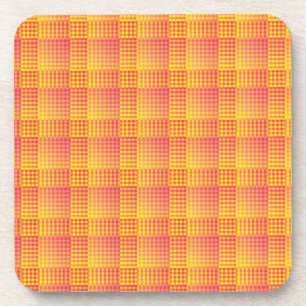 Porta-copo Padrão Abstrato Xadrez Vermelho Amarelo
