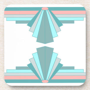 Porta-copo Padrão Art Deco em Teal & Peach
