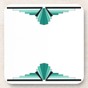 Porta-copo Padrão Art Deco em Verde e Preto