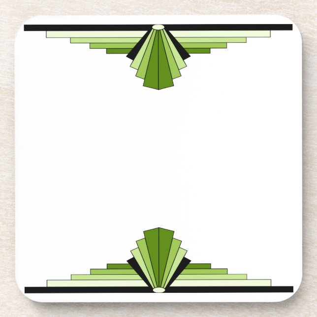 Porta-copo Padrão Art Deco em Verde e Preto (Frente)