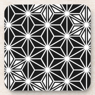 Porta-copo Padrão Asanoha japonês - preto e branco