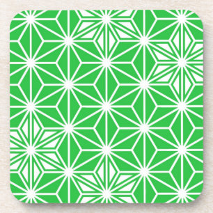 Porta-copo Padrão Asanoha japonês - verde-jade