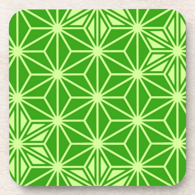 Porta-copo Padrão Asanoha japonês - verde limão (Frente)