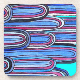 Porta-copo Padrão azul-aquário das ondas do oceano