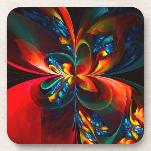 Porta-copo Padrão Azul Laranja-Abstrato Floral Moderno #14