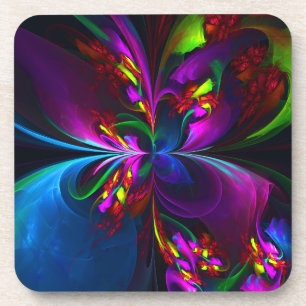 Porta-copo Padrão Azul Vermelho Abstrato Floral Moderno #15