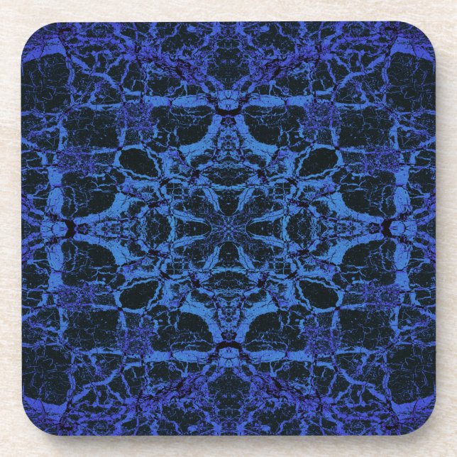 Porta-copo Padrão caleidoscópico azul (Frente)