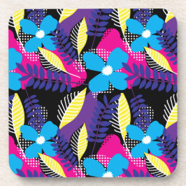 Porta-copo Padrão Chic Floral e Ponto Colorido com Folhas