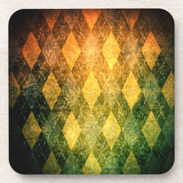 Porta-copo Padrão clássico de diamante de ouro verde de vinta (Frente)