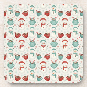 Porta-copo Padrão contínuo de Natal com boneco de neve e caca