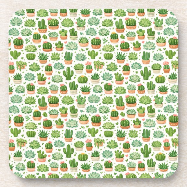 Porta-copo Padrão contínuo de planta suculenta fofa (Frente)