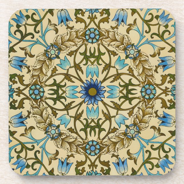 Porta-copo Padrão contínuo Vintage Blue Vine de William Morri (Frente)