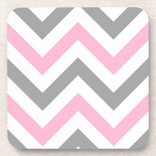 Porta-copo Padrão Cor-de-rosa, Cinza-k Wht Grande Chevron Zig