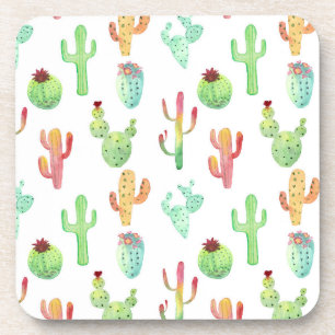 Porta-copo Padrão de Aquarela Cactus Pastel